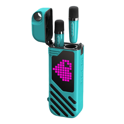Laser LED Karaoke Speaker with 2 Wireless Microphones (Aquatic Awe)