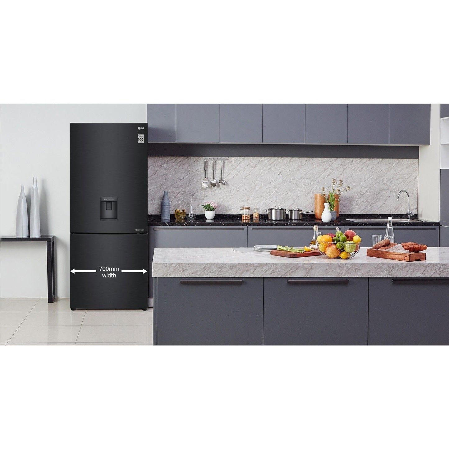 LG GB-W455MBL 420L Bottom Mount Fridge (Matte Black)