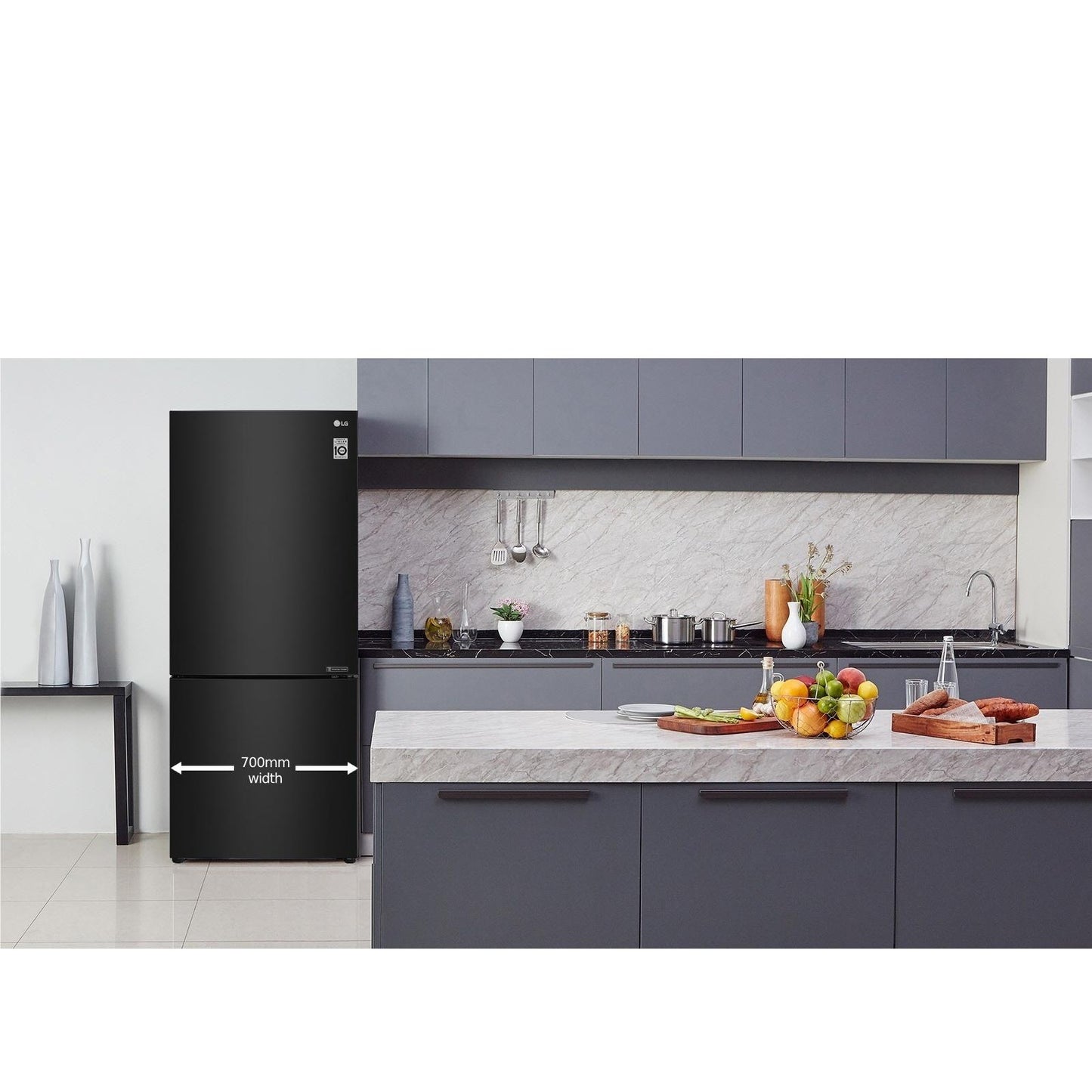 LG GB-455BTL 420L Bottom Mount Fridge (Black)