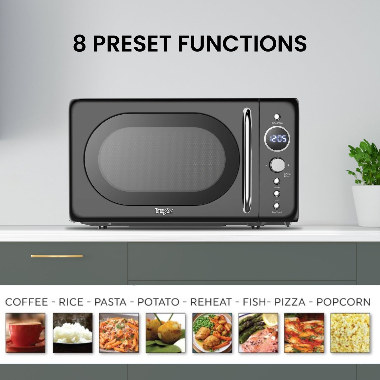 Total Chef Retro Microwave 20L Black