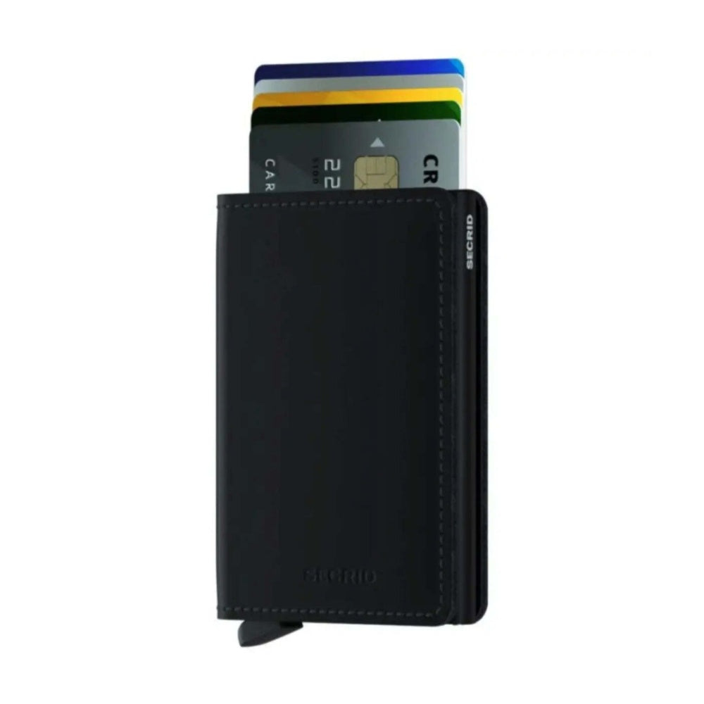 Secrid Slimwallet Compact RFID Slim Matte Leather Card Protector Wallet Black