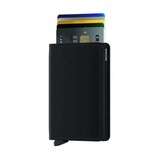 Secrid Slimwallet Compact RFID Slim Matte Leather Card Protector Wallet Black