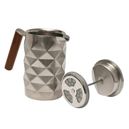Coffee Culture Diamond Stainless Steel French Coffee Press 600ml (Matt Silver)