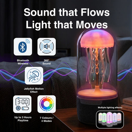 Laser Jellyfish Bluetooth Speaker with Night Light (Silver)