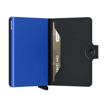 Secrid Miniwallet Compact RFID Aluminium Leather Card Wallet Black/Blue
