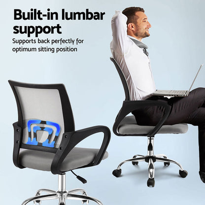 Artiss 2x Mesh Office Chair Mid Back (Grey)