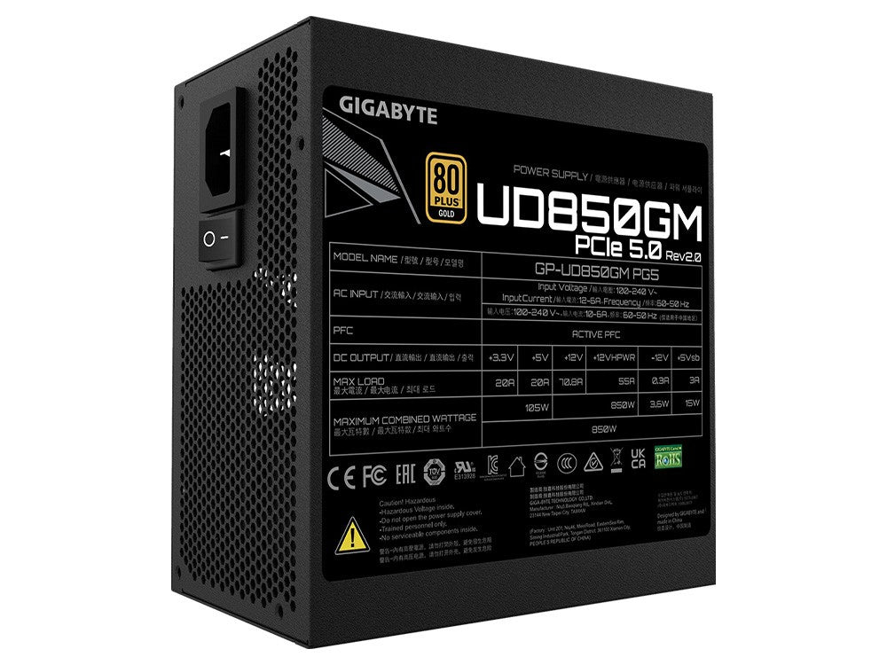 Gigabyte 850W 80+ Gold Fully Modular PCIe 5.0 ATX Power Supply (GP-UD850GM PG5)