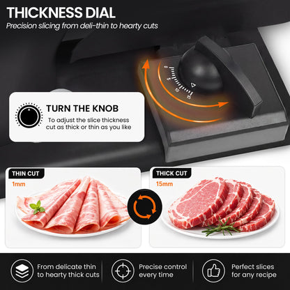 Pronti Electric Deli and Food Slicer 200W with 2 Blades - Black