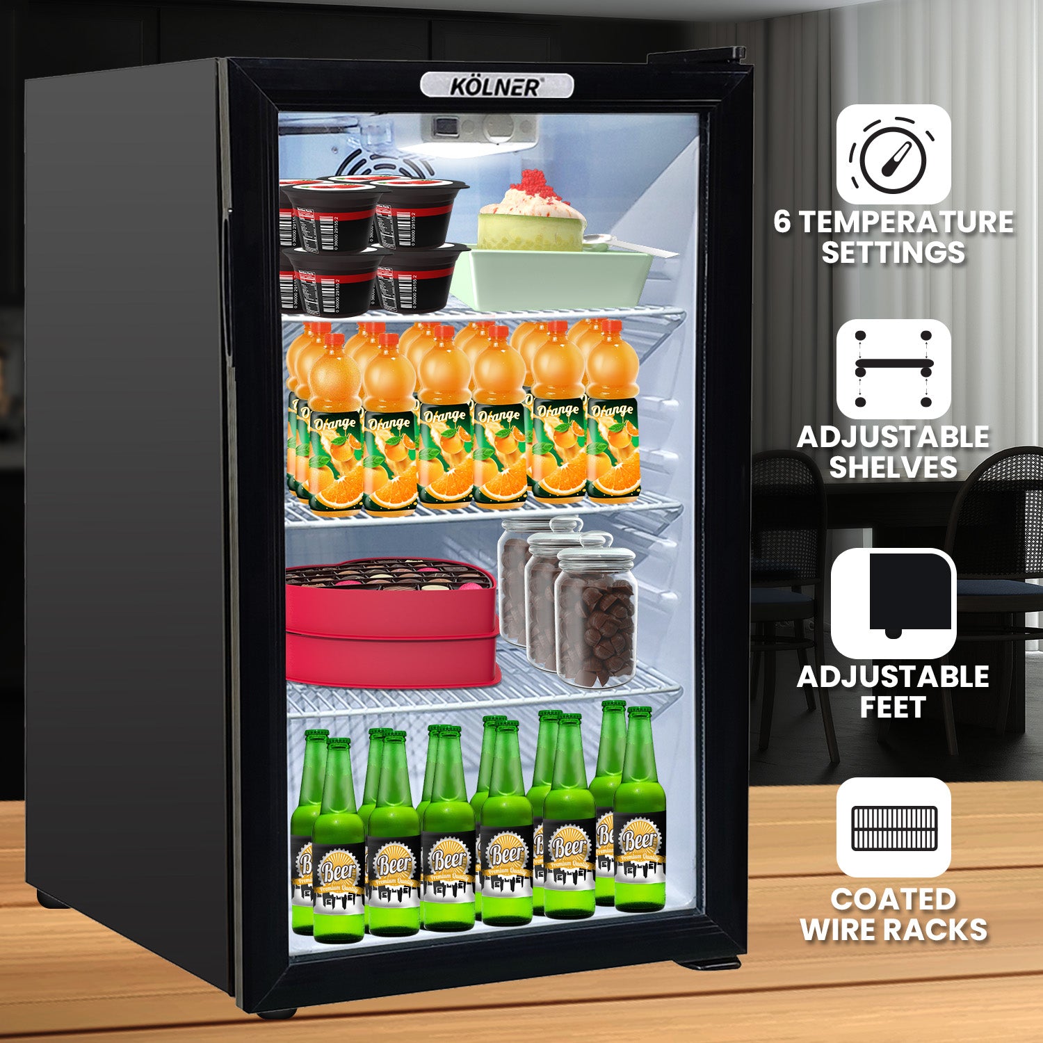 Kolner Glass Door Mini Bar Fridge 100L