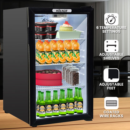 Kolner Glass Door Mini Bar Fridge 100L