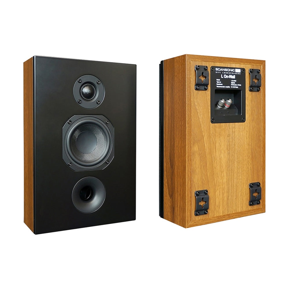 Scansonic HD 2-Pieces L Series On-Wall Home Speakers 120W (Walnut)