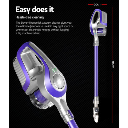 Devanti Stick Vacuum Cleaner Bagless Cordless 150W (Purple)