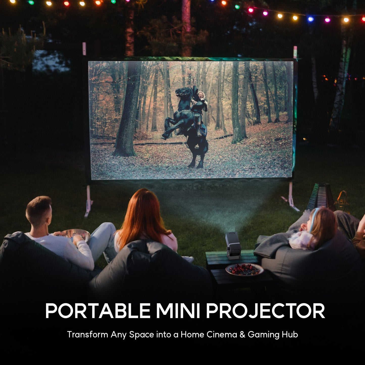ALLIUMS Mini Projector with 5G WiFi, 1080P Supported (Black)
