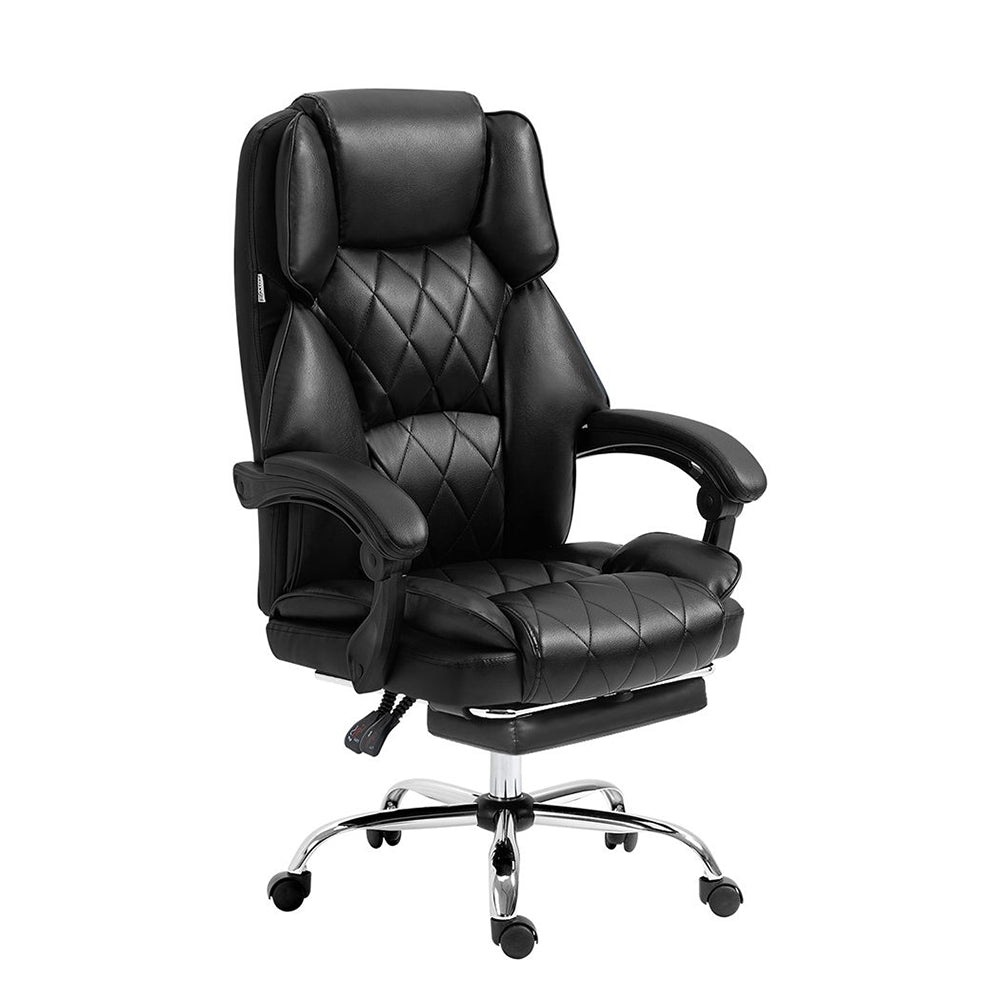 Artiss Executive Office Chair Leather Footrest (Black)