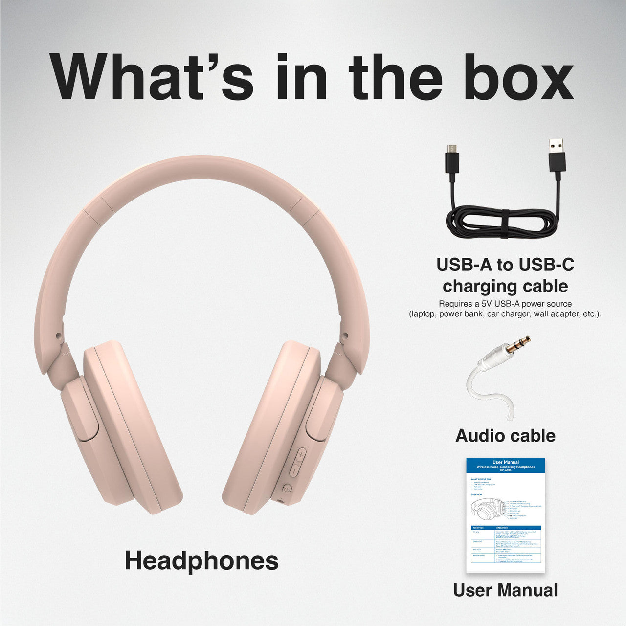 Laser Active Noise Cancelling Bluetooth Headphones (Pink)