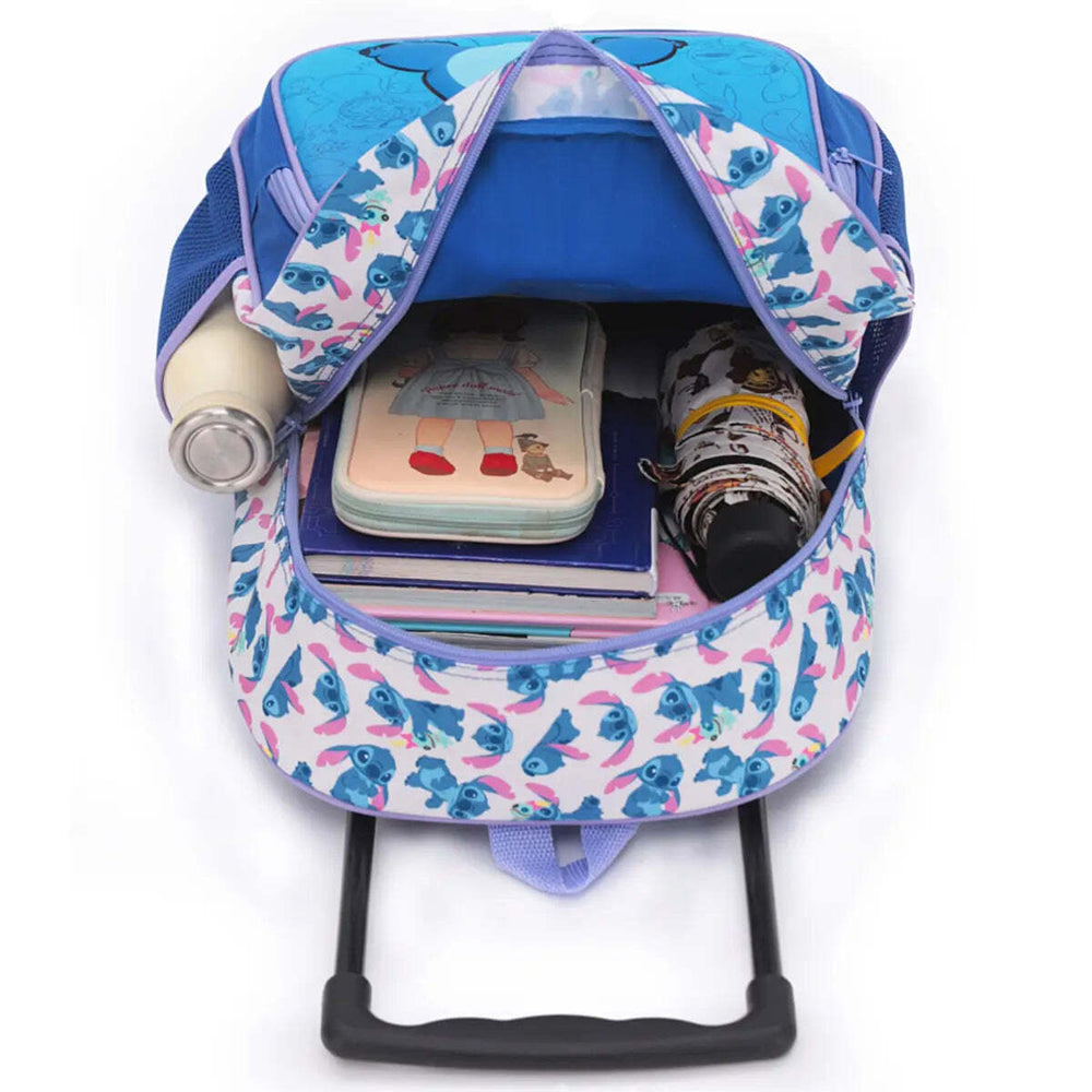 Disney Stitch Kids 17" Wheeled Backpack with 3D Front Panel - Purple