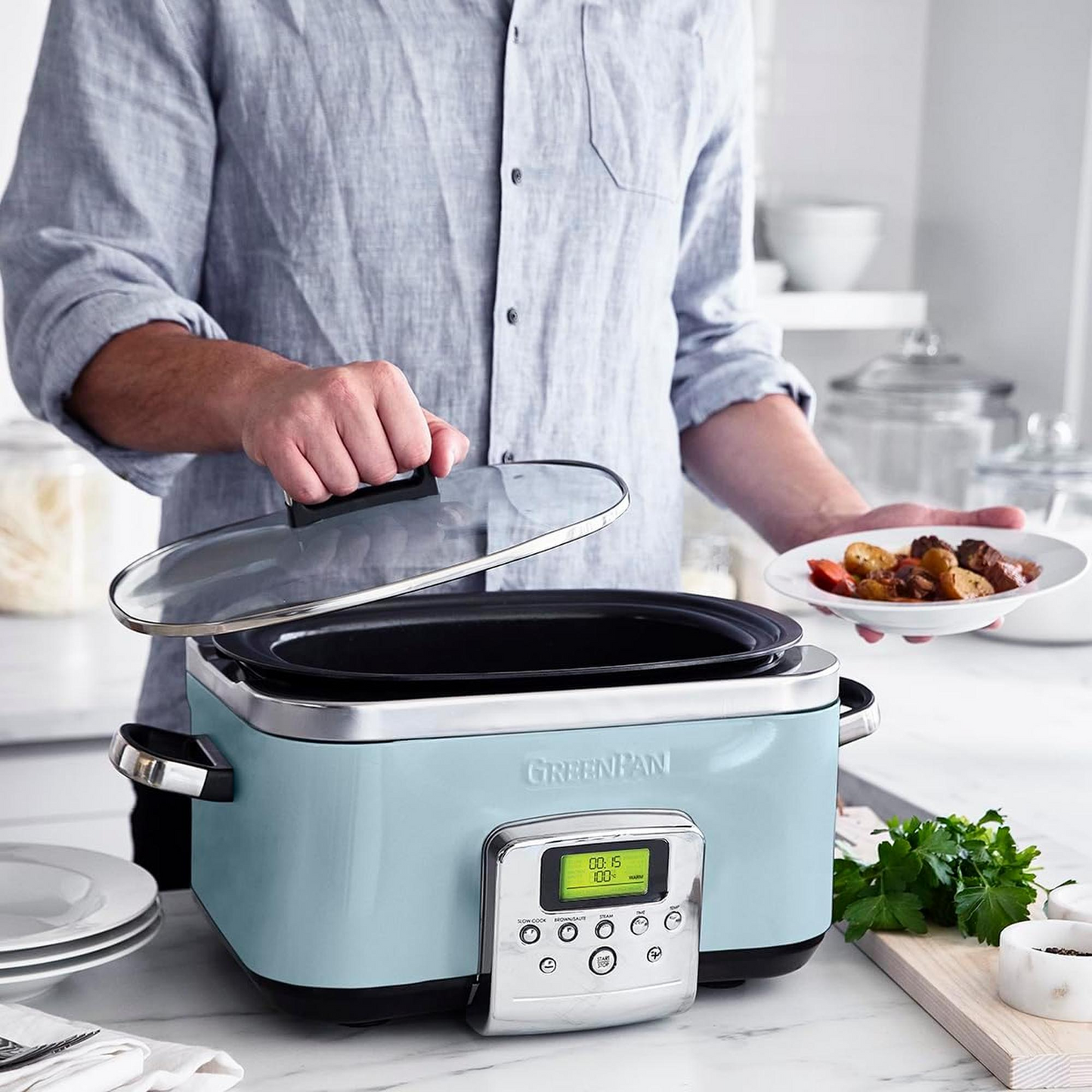 Greenpan Slow Cooker 6L (Blue Haze)
