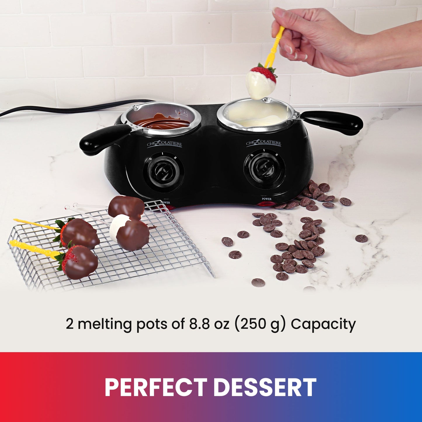Total Chef Deluxe Chocolatiere Dual Chocolate Melter, 500g Black