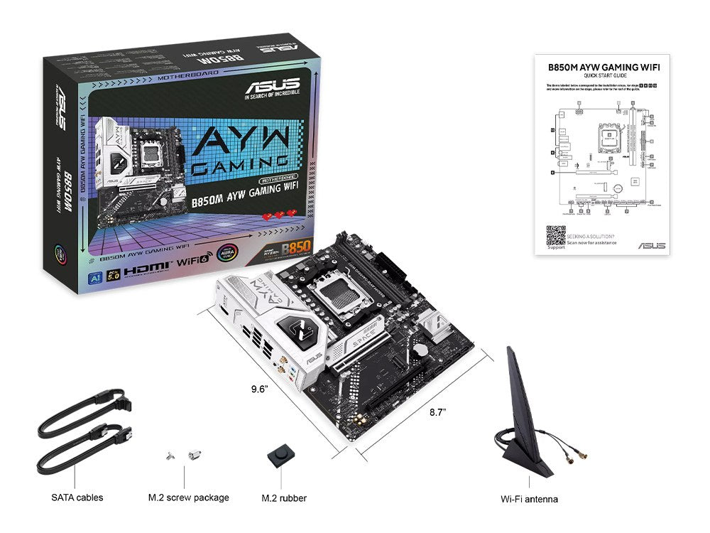 ASUS B850M AYW GAMING WIFI AMD B850 AM5 DDR5 Micro-ATX Motherboard