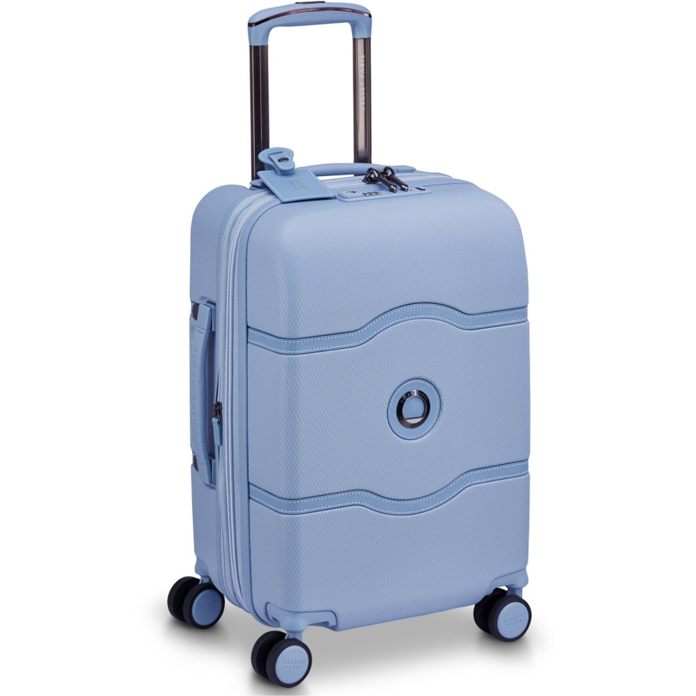 Delsey Chatelet Air 2.0 Carry On 4 Wheel Suitcase with TSA Lock Light Blue 55 cm