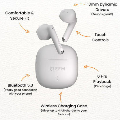 EFM Kansas TWS Earbuds (White)