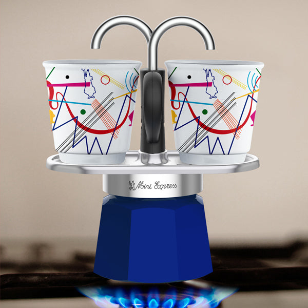 Bialetti Mini Express 2 Cup - All Colours - Blue with Kandinsky