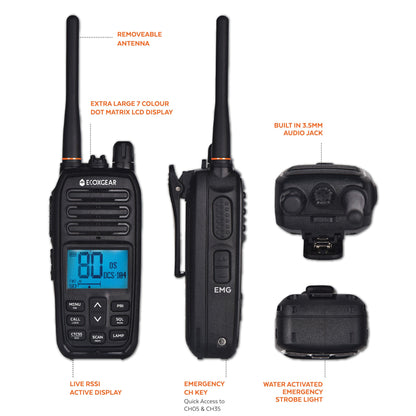 EcoXgear 5 Watt Waterproof UHF CB Handheld Radio (Twin Pack) EXG500-2PK