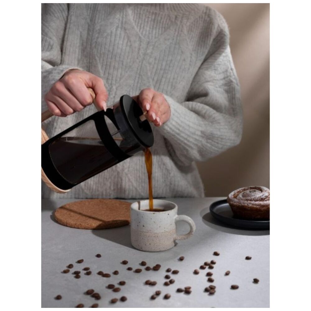 Euroline Plunger French Press Coffee Maker Durable Glass 1000ml (Black)