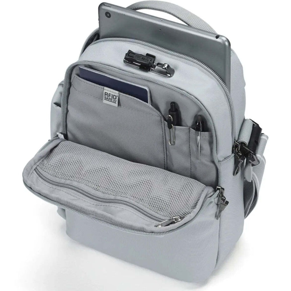 Pacsafe V Tour Anti-Theft RFID Blocking Tablet Fit Crossbody Bag Digital Grey