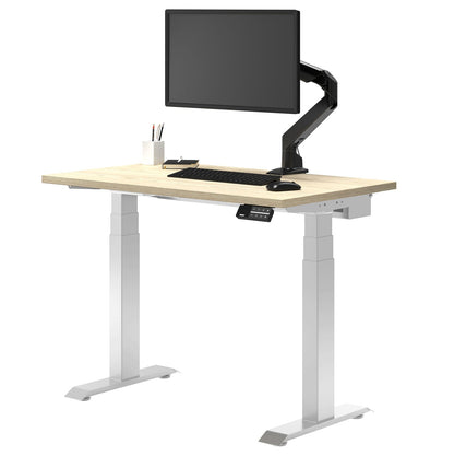 Desky Dual Mini Sit Stand Desk 1100x600 Classic Oak Desktop and White Frame
