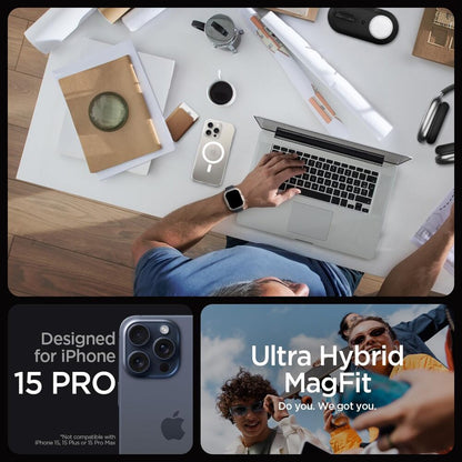 Spigen Apple iPhone 15 Pro Ultra Hybrid (MagFit) Case - White