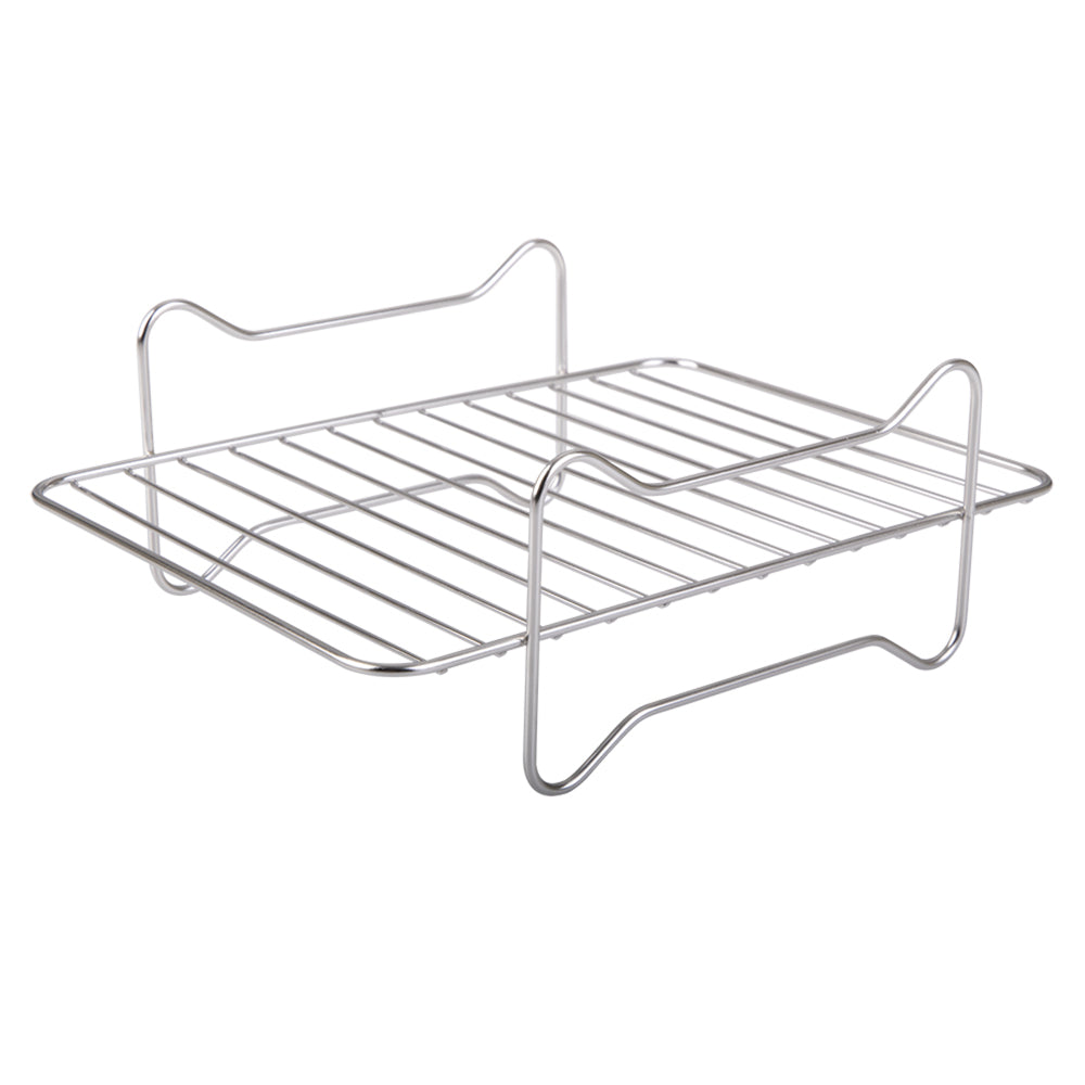 Appetito Stainless Steel Rectangle Dual Level Cooking Air Fryer Rack 22x16cm (Silver)