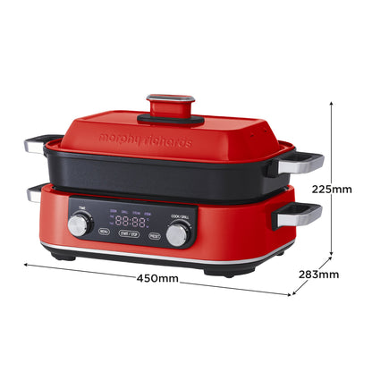 Morphy Richards 3L Non-Stick Multifunction Electric Cooker Pan (Red)