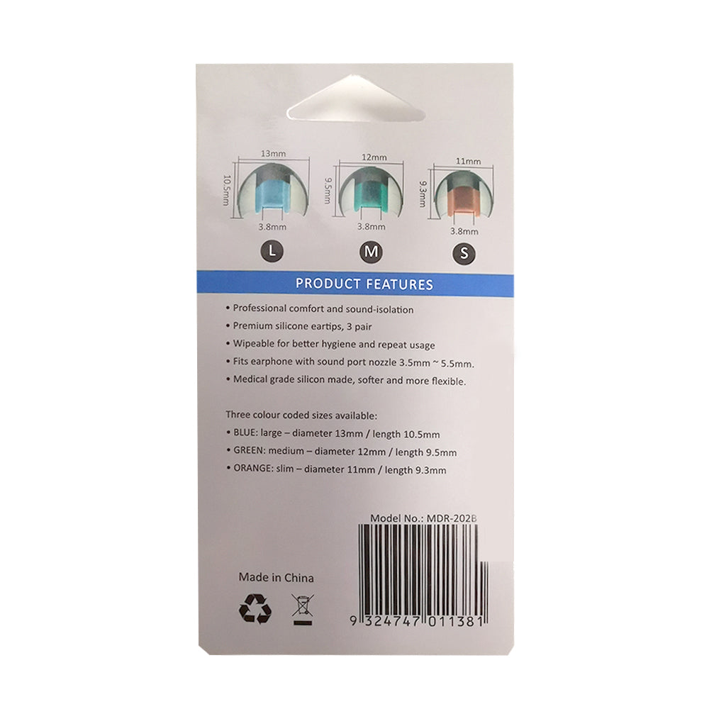 Sansai Replacement Silicone Ear Tips in Multi Size Pack (S/M/L)