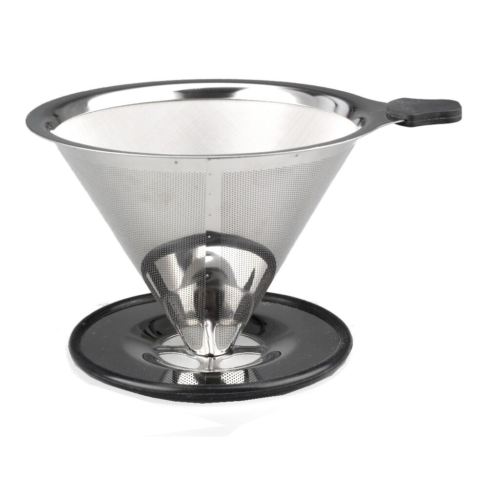 Coffee Culture Stainless Steel Micro Mesh Pour Over Coffee Filter Cone (Silver)