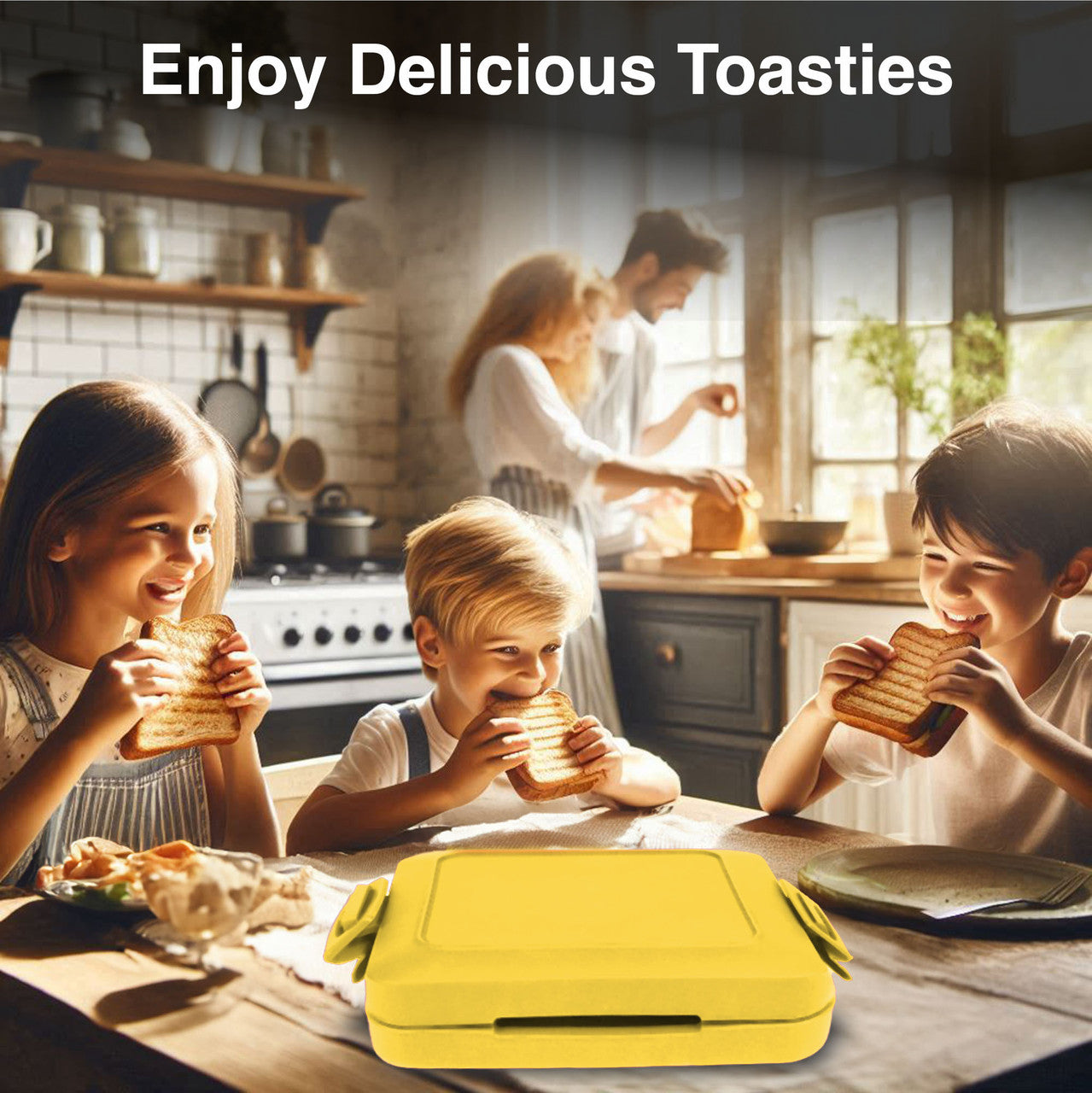 Laser Microwave Toastie Maker with Smiley Face (Yellow)