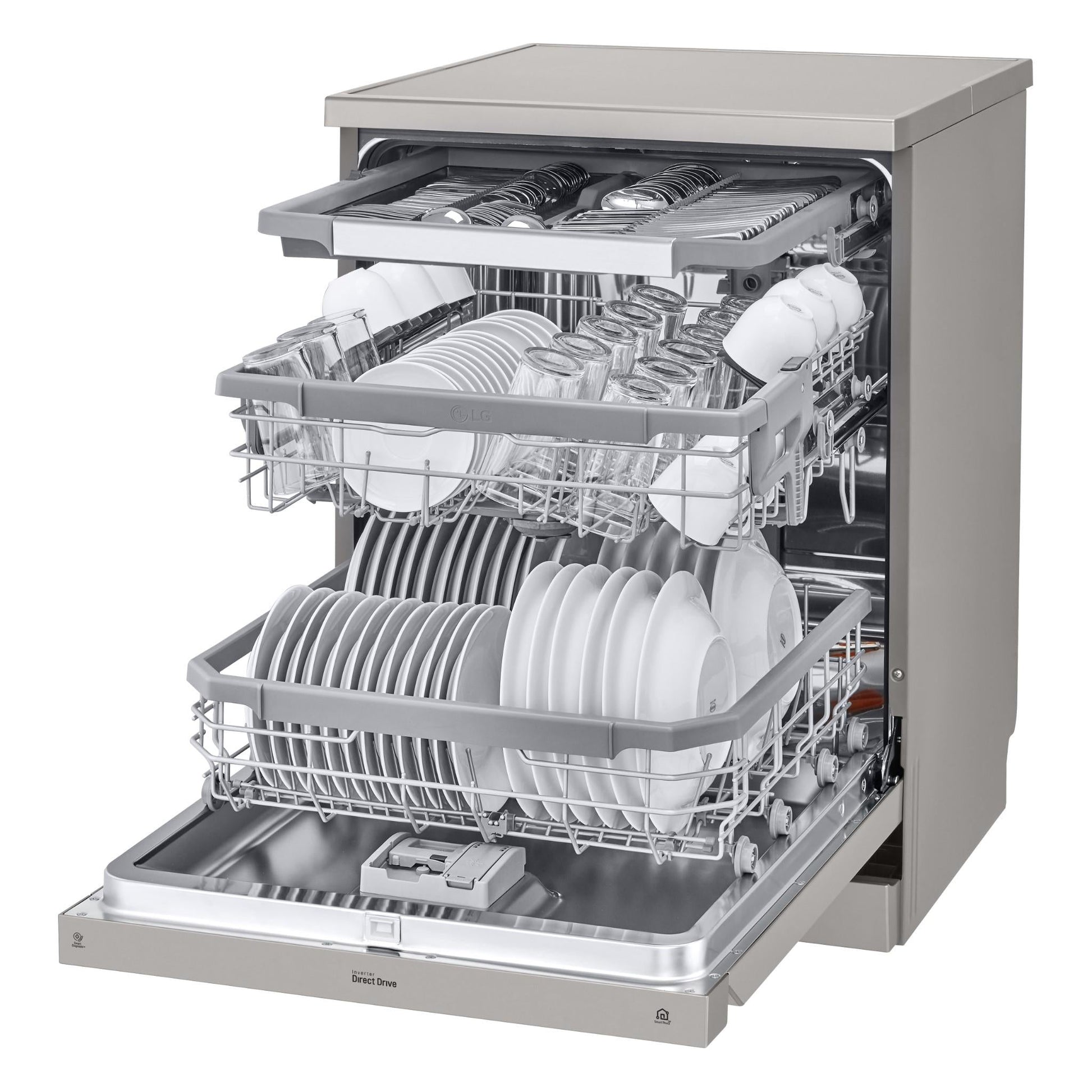 LG XD4B15PS QuadWash 15-Place Setting Freestanding Dishwasher (Platinum Steel)
