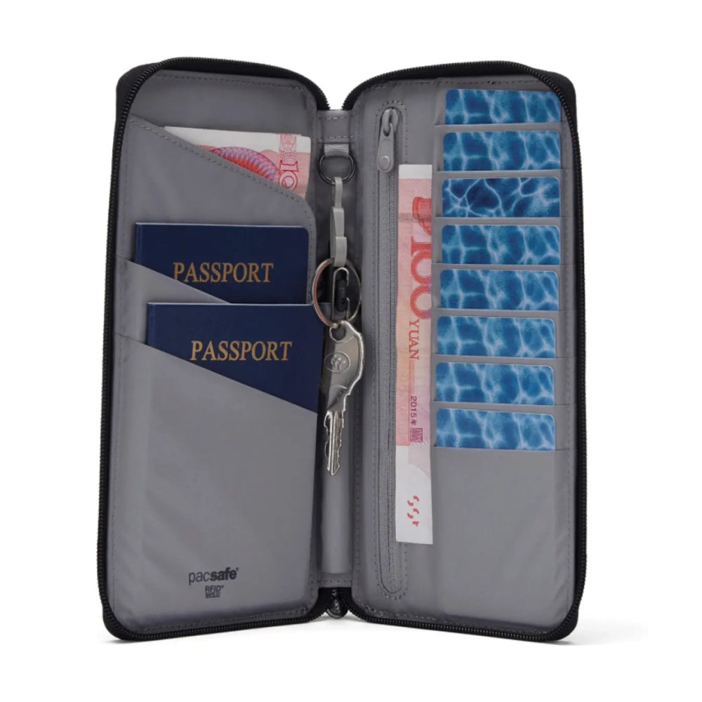 Pacsafe RFIDsafe RFID Blocking Mens Travel Wallet Recycled Polyester Jet Black