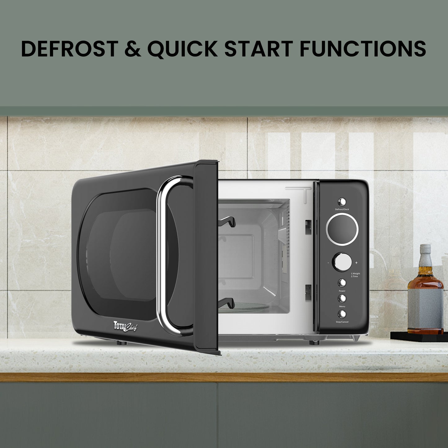 Total Chef Retro Microwave 20L Black