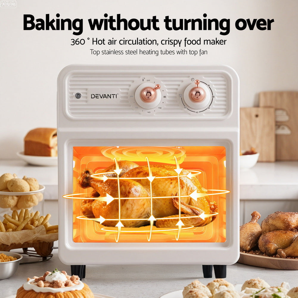 Devanti 6L Air Fryer Knob Control 1700W (Cream)