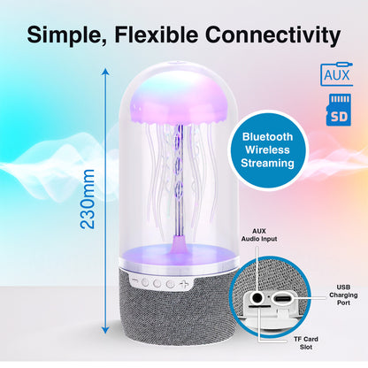 Laser Jellyfish Bluetooth Speaker with Night Light (Silver)