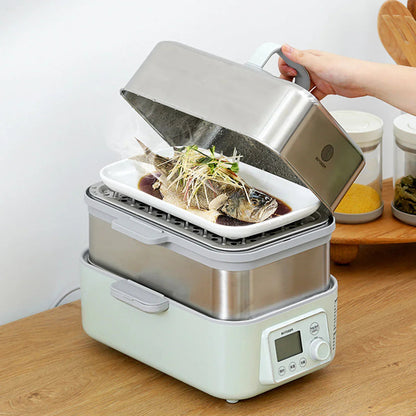 BUYDEEM 10L Electric Food Steamer Two-Tier Digital Quick Steam 1500W (Green)