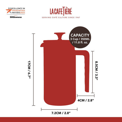 La Cafetiere Pisa 3-Cup 350ml Stainless Steel/Glass French Press (Black)