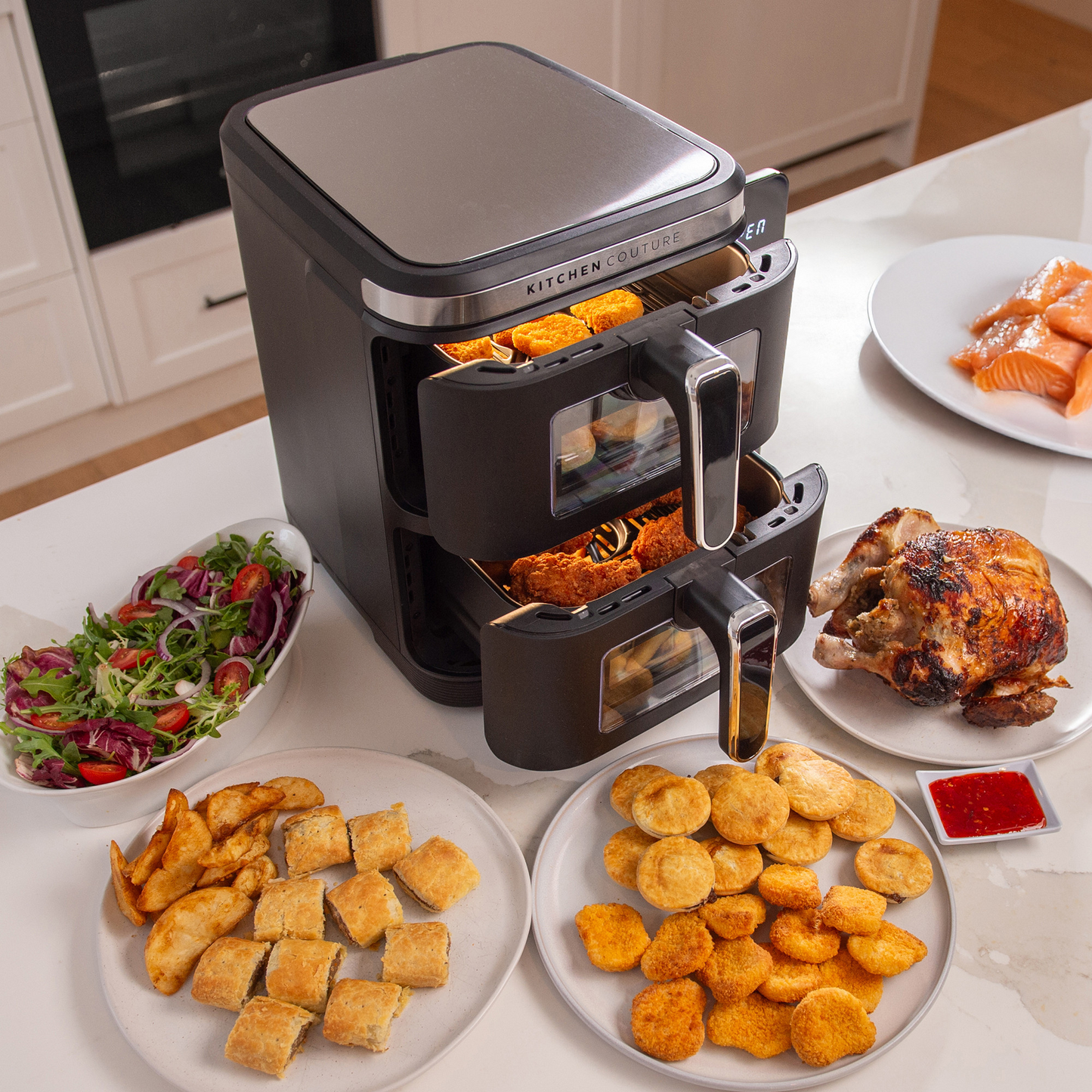 Kitchen Couture Clear View Vertex Dual Draw Air Fryer Black 11L