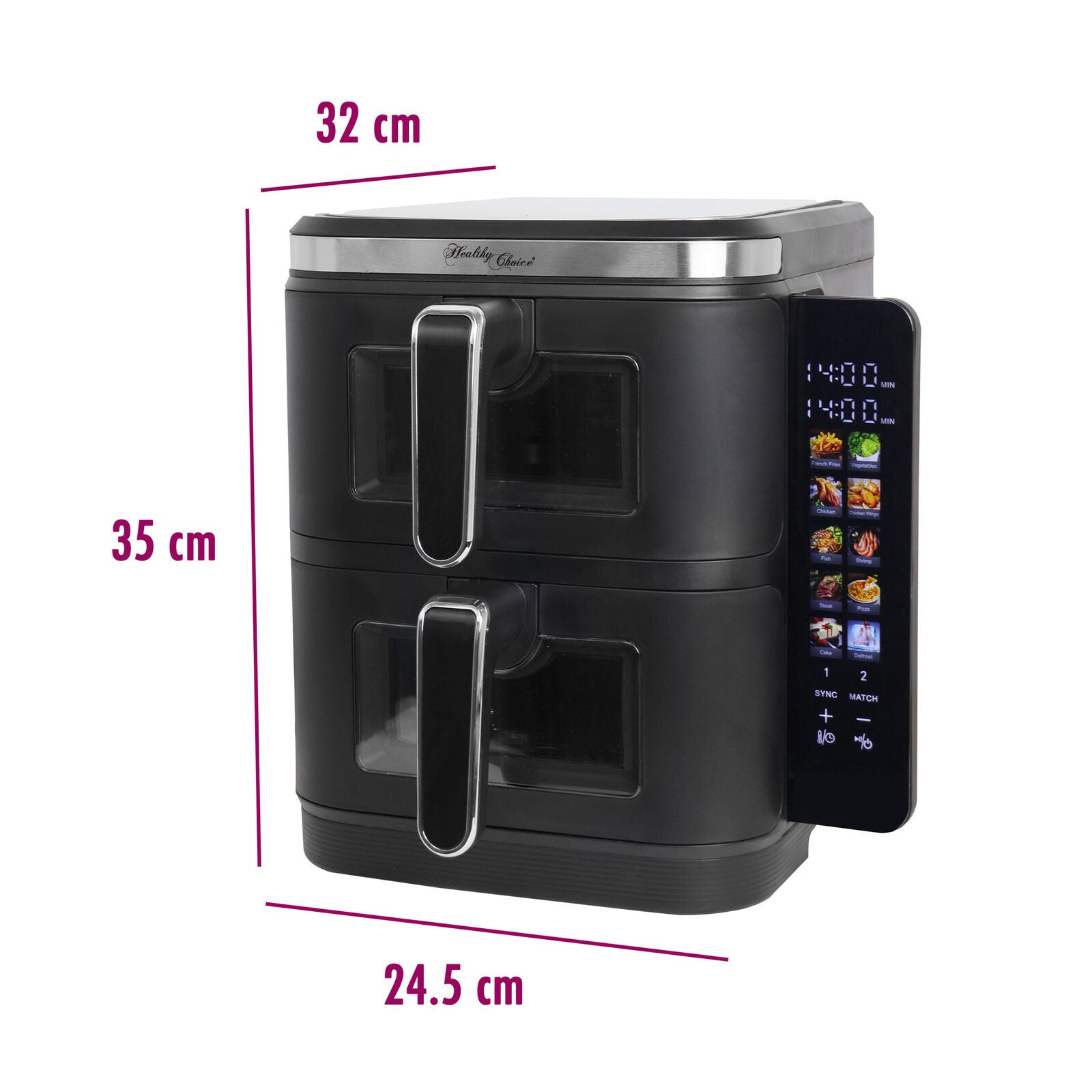 Healthy Choice AFVC30 11L 2400W Double Decker Dual Zone Air Fryer