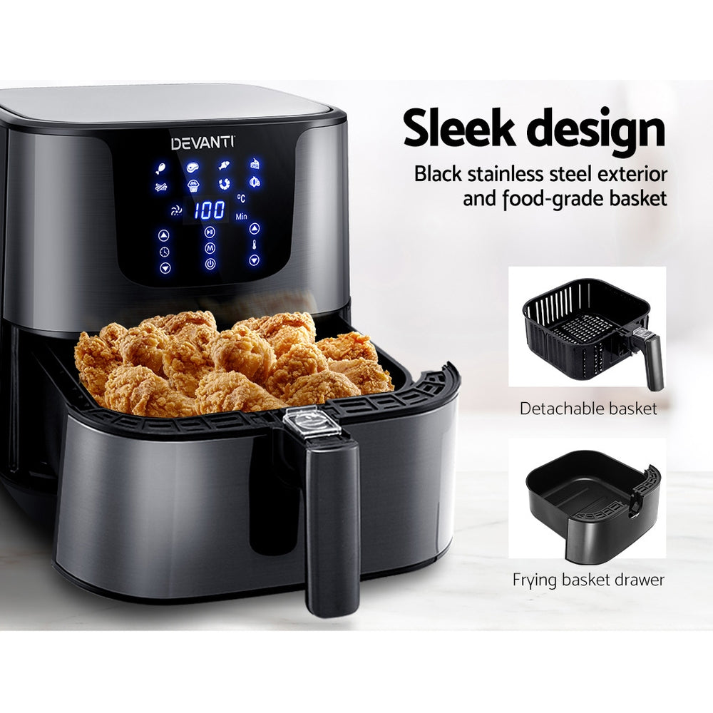 Devanti Air Fryer 7L LCD Fryers (Black)