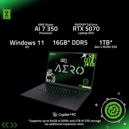 GIGABYTE AERO X16 | RTX 5070 | Ryzen AI 7 350 | Gaming Laptop