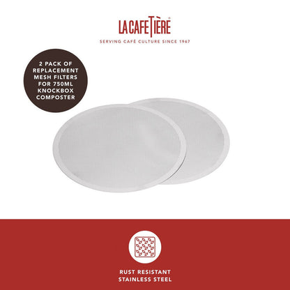 La Cafetiere 2-Pieces Replacement Filter For Coffee Knock Box (White)