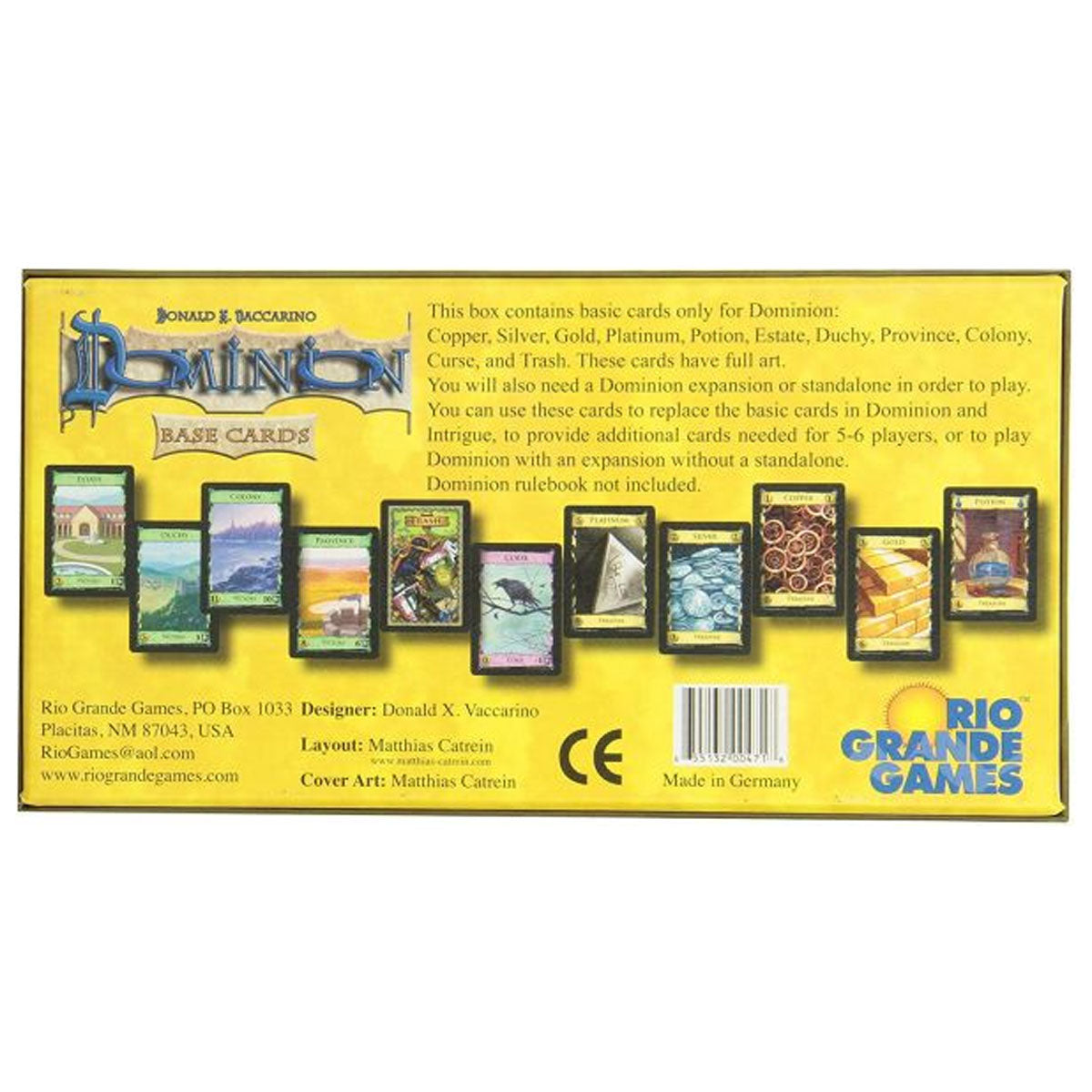 Rio Grande Games Dominion Base Cards