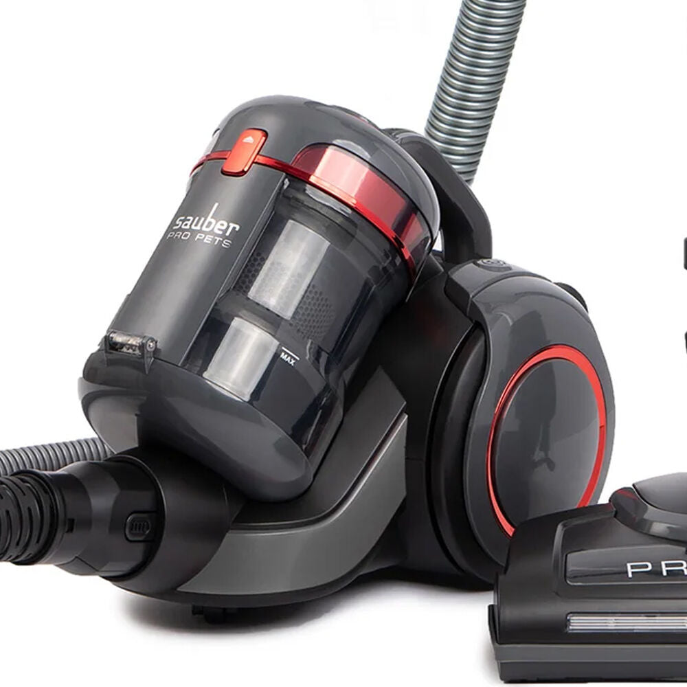 Sauber Pro Pets Bagless Vacuum Cleaner with Deep-Cleaning Power Head Black
